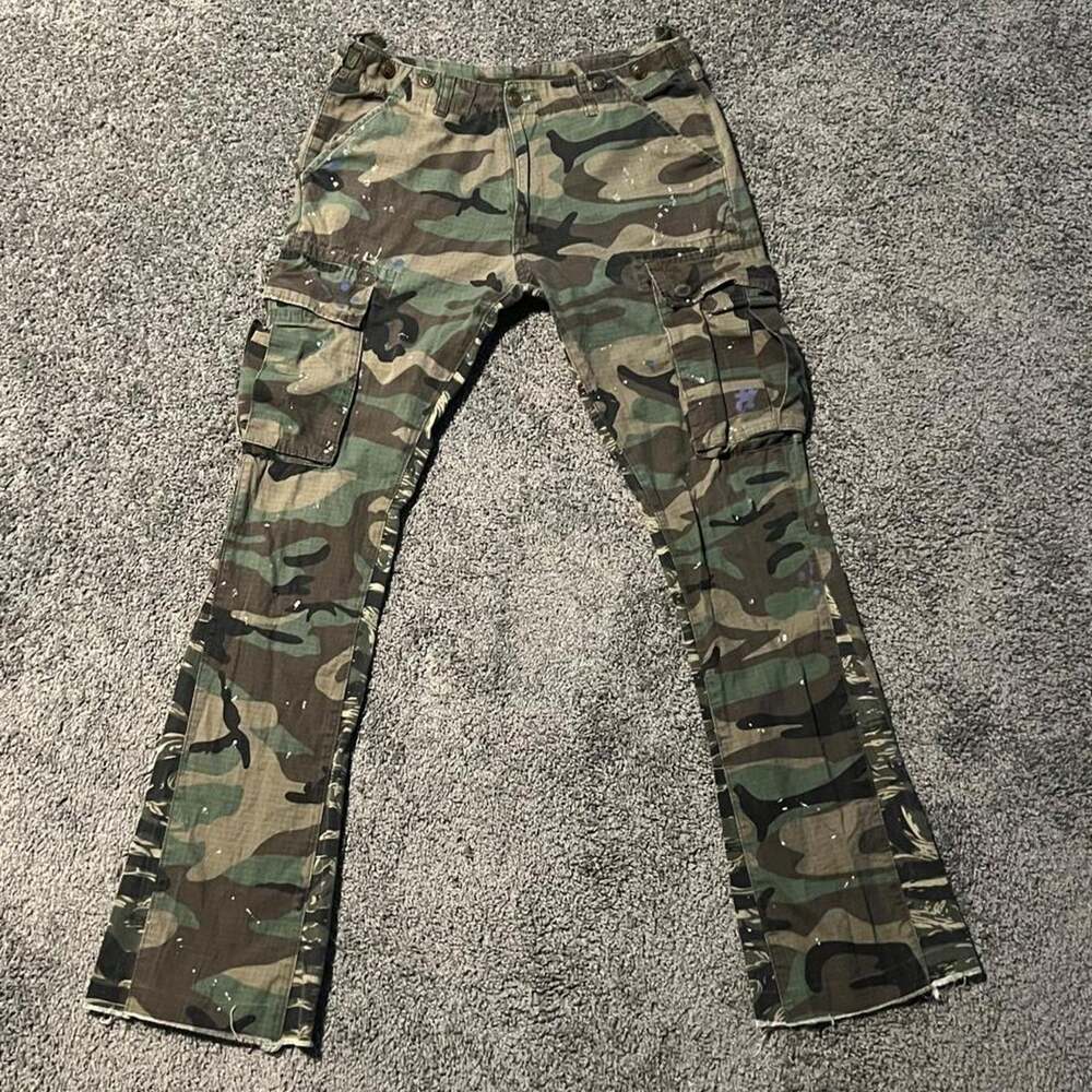 Paint splatter camo cargo pants